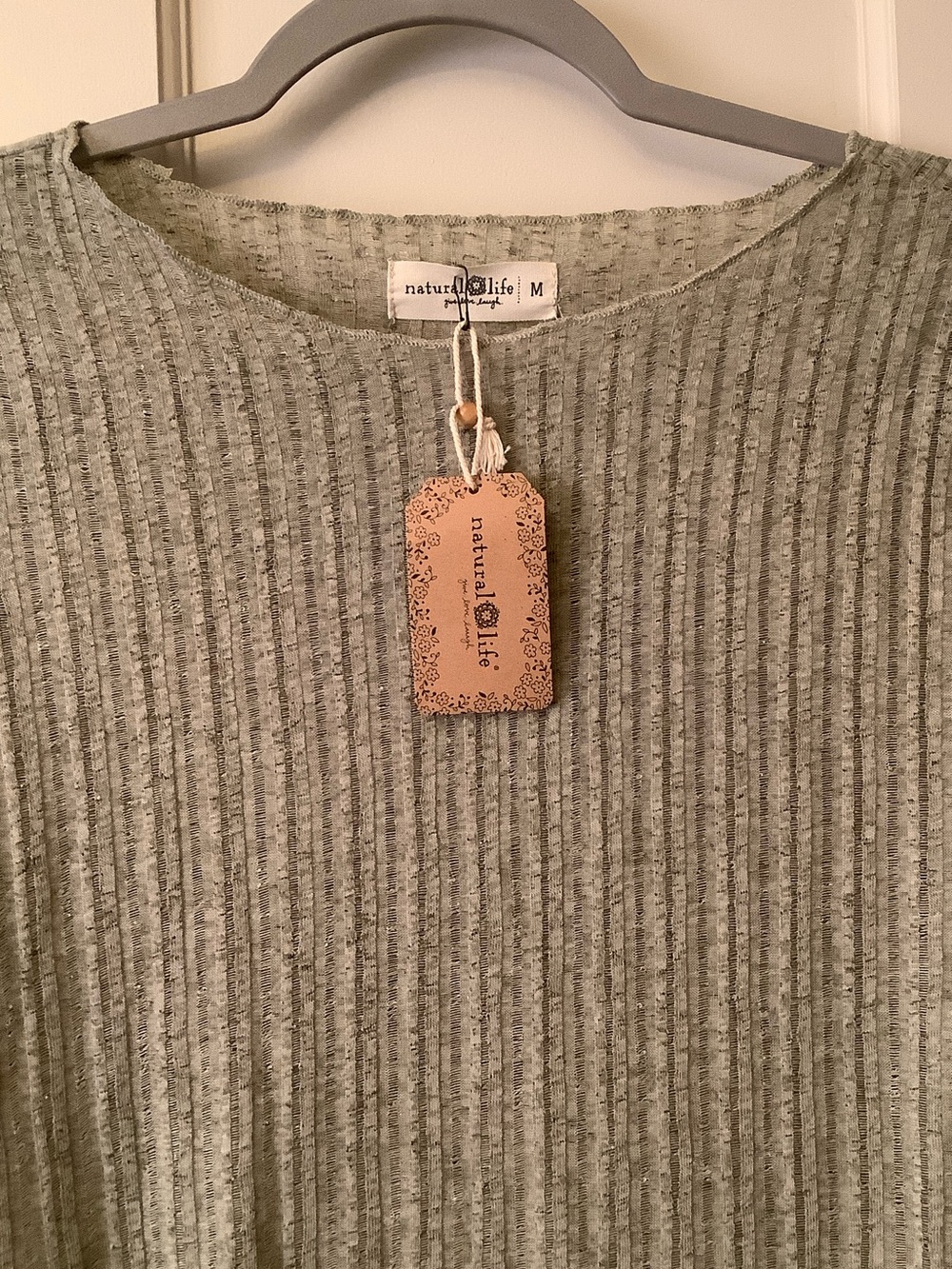 NATURAL LIFE Sage Green Ribbed Long Sleeve Crewneck Top - Picture 3 of 7